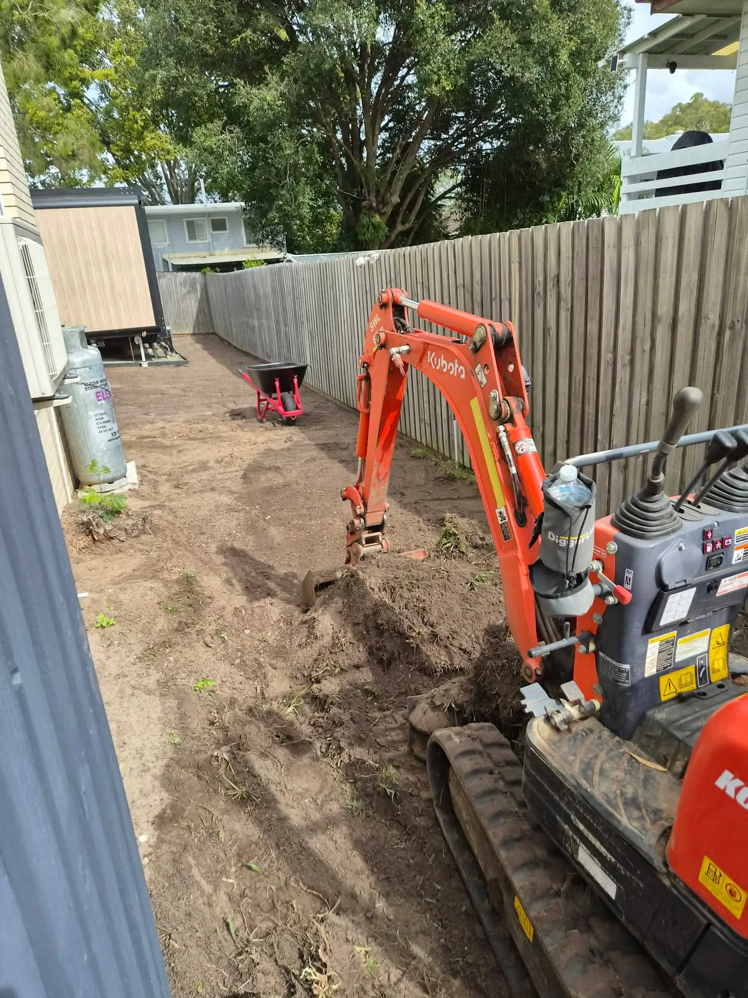 Backyard excavation tight access Brisbane QLD