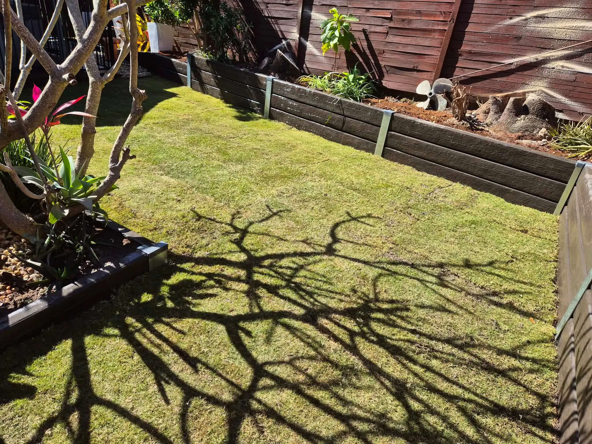 Concrete sleeper retaining wall completed Brisbane