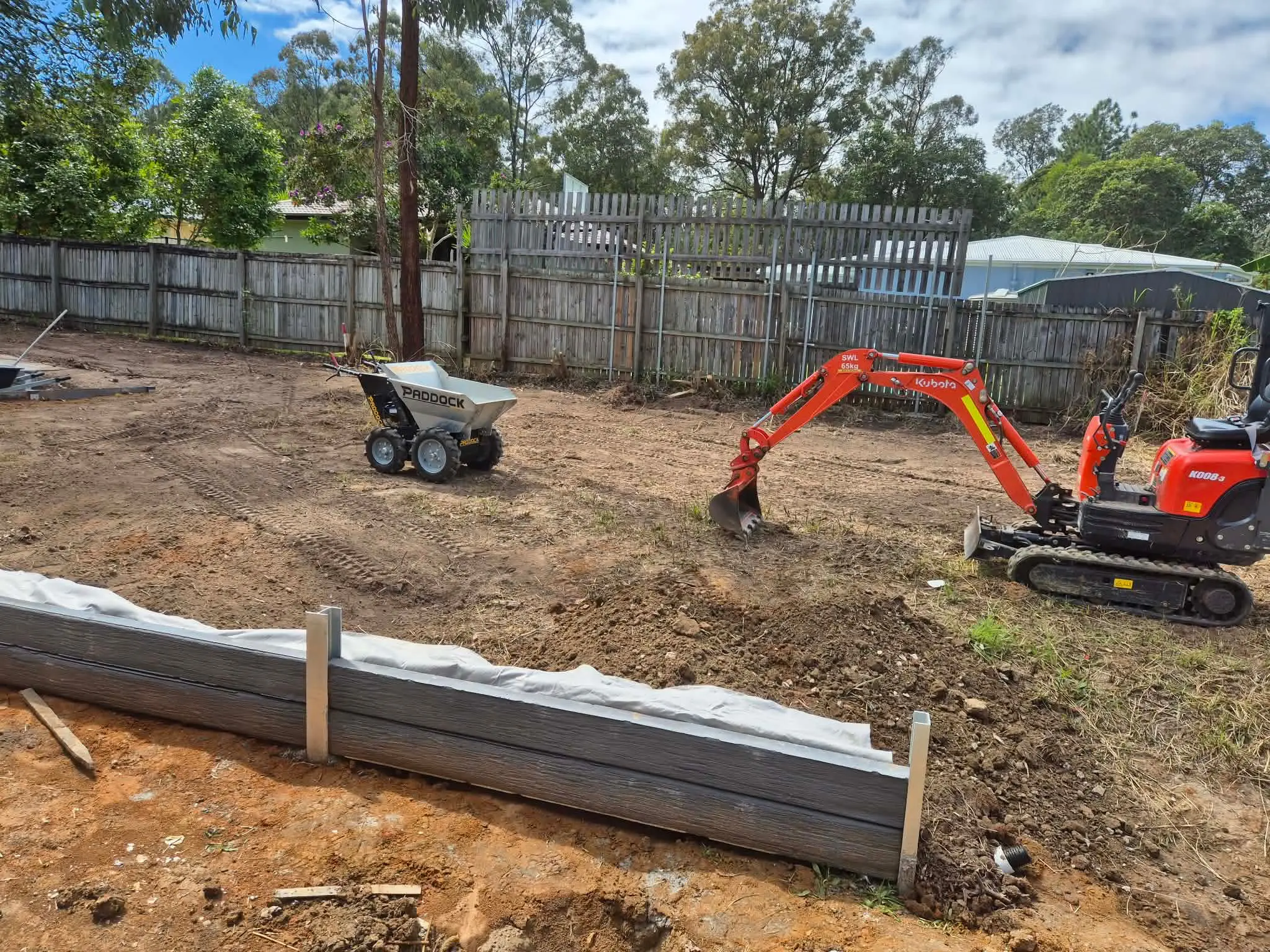concrete sleeper retaining wall ground levelling brisbane