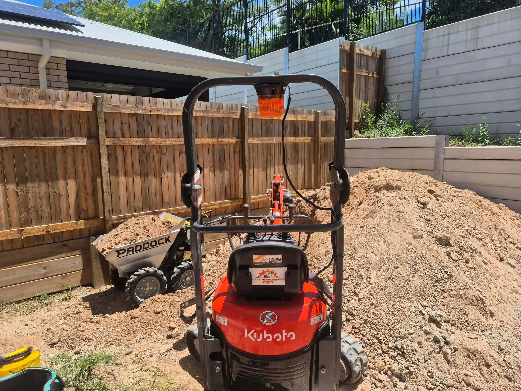 Kubota mini excavator backyard excavation Brisbane
